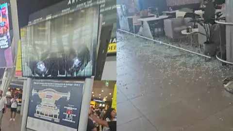 Rompió 30 pantallas con un martillo: Hombre vivió momento de furia en el Aeropuerto Internacional de Santiago