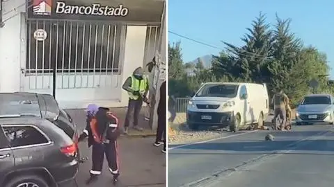 Delincuentes usaron armas de guerra y robaron $200 millones: Captan impactante asalto en sucursal de BancoEstado en Putaendo