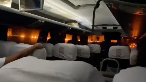 Pasajeros de bus interprovincial captan incendio forestal al costado de la Ruta 5 Sur en la Región de La Araucanía
