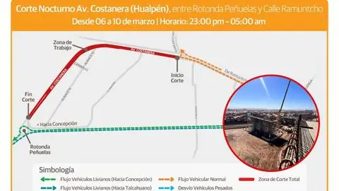 MOP anuncia corte de tránsito en Costanera por construcción de Puente Industrial sobre el Biobío