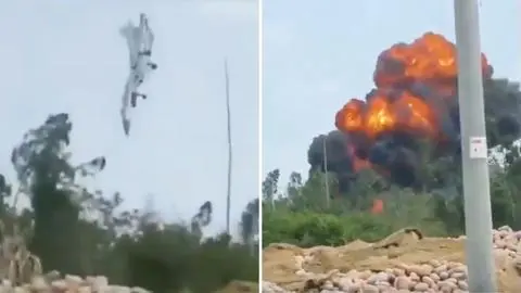 Avión caza de combate se estrella tras grave accidente durante un ejercicio de entrenamiento militar en el sur de China
