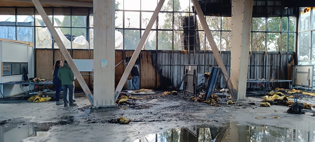 Fallecido en incendio era funcionario de educación municipal: Llamas destruyeron gimnasio y taller de liceo en Curanilahue