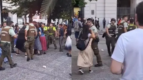 Batalla campal en plena plaza de Santiago: Carabineros se enfrenta a evangélicos tras reclamo por ruidos molestos