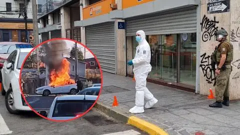 Sujetos armados perpetran violento robo en sucursal de Banco Estado en Valparaíso: Habrían incendiado el auto en el que huyeron