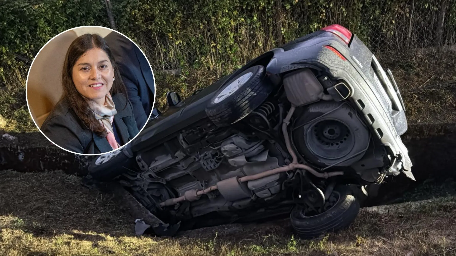 Diputada Karen Medina sufre accidente de tránsito en la Región del Biobío: Vehículo terminó volcado