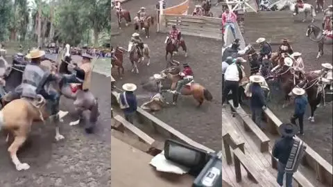 Violenta riña entre jinetes en medialuna de San Vicente: Pelearon montados en sus caballos