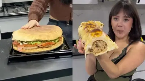 “Comida mutante”: Joven chilena se viraliza en TikTok con sus completos y hamburguesas XXL