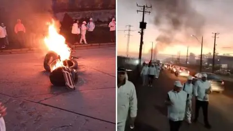 Protestas de trabajadores de Pacific Blu cortan el tránsito en distintos puntos de Talcahuano
