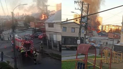 Al menos 7 carros de Bomberos combaten incendio que afecta a vivienda en Concepción