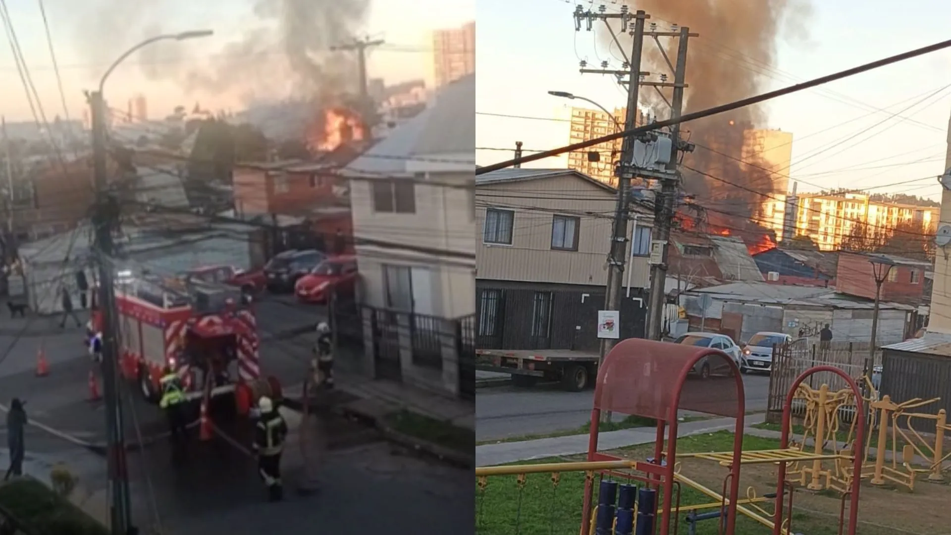 Al menos 7 carros de Bomberos combaten incendio que afecta a vivienda en Concepción