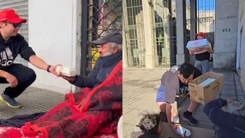Influencers penquistas regalaron completos a personas en situación de calle en Concepción