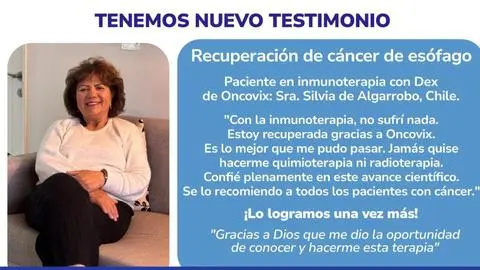 Nuevo testimonio de recuperación de paciente oncológica: “Estoy recuperada gracias a Oncovix”