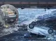 Accidente de tránsito en Santiago termina con vehículo volcado en el río Mapocho