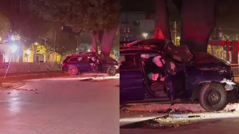 Conductor quedó en riesgo vital por vehículo que se estrelló contra árbol en Ñuñoa: Tres menores iban a bordo