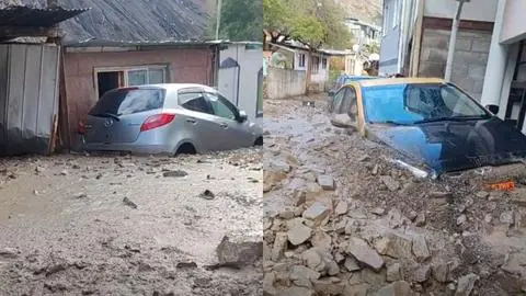 Autos quedaron “enterrados” en la calle: Aluvión provocó estragos en Pozo Almonte