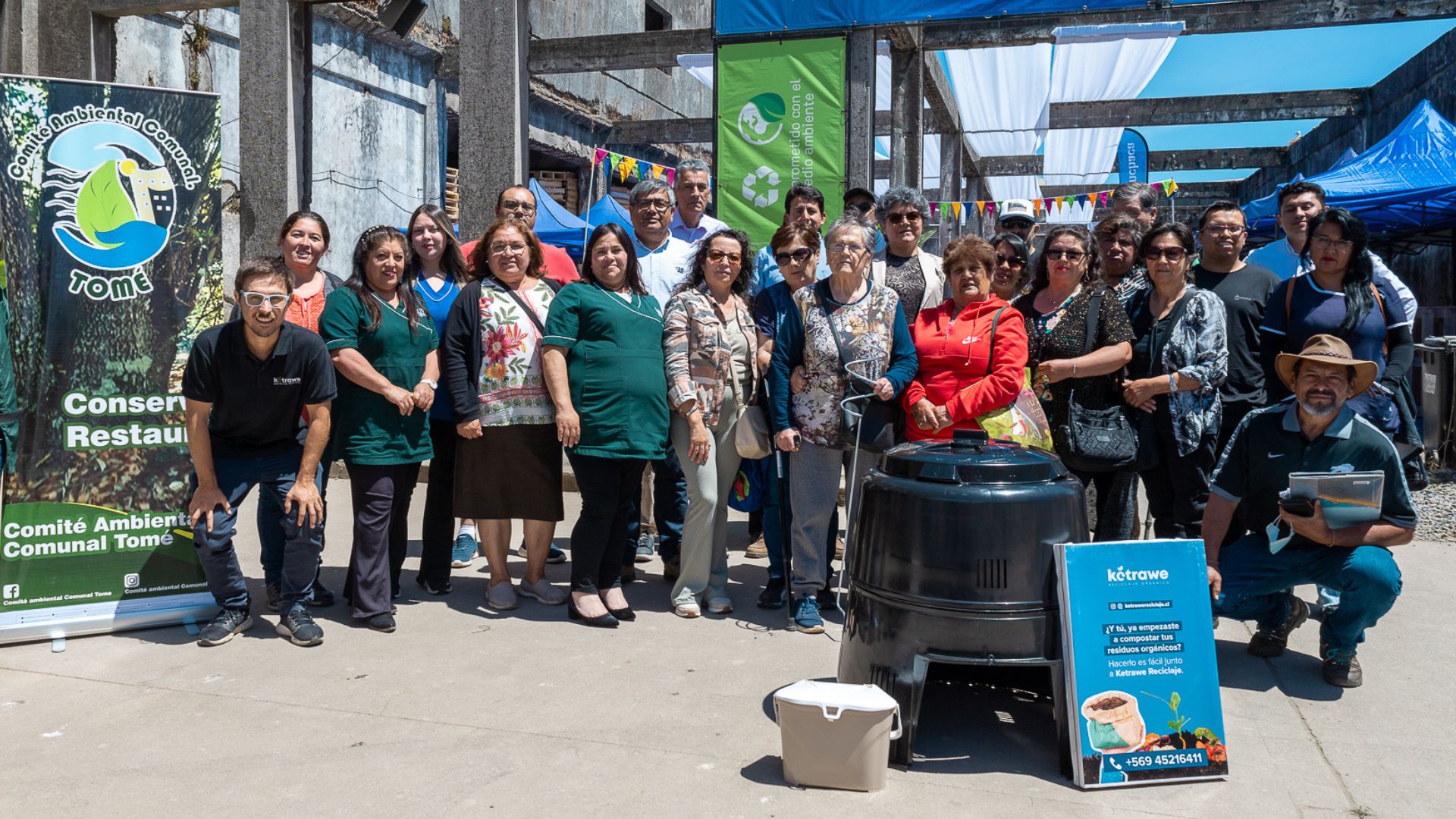 Más de mil toneladas de residuos domiciliarios en Tomé dejaron de ir al vertedero municipal gracias a composteras comunitarias