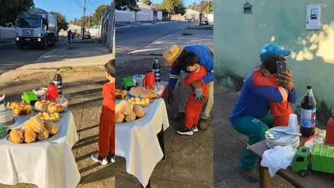¡Lo más tierno que verás hoy!: Pequeño celebró su cumpleaños compartiendo un desayuno junto a los recolectores de basura en Brasil