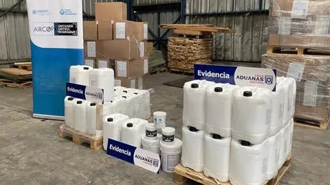 Incautan 783 kilos de precursores químicos usados para la fabricación de drogas en San Antonio