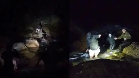 Carabineros rescata a dos personas desde roqueríos en Playa Ramuntcho de Hualpén