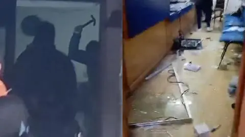 VIDEO | Sujeto con martillo y machete destrozó la oficina del Registro Civil en Salamanca