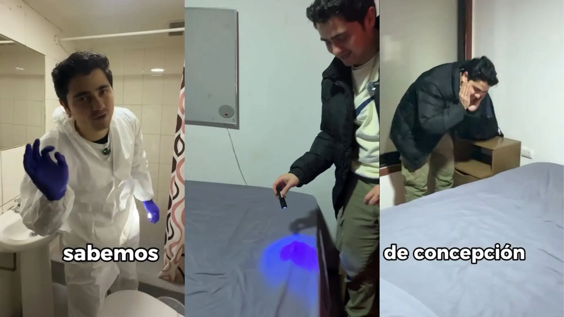 Moteles de Concepción bajo lupa y luz UV: tiktoker causa furor con inspecciones al “estilo forense”