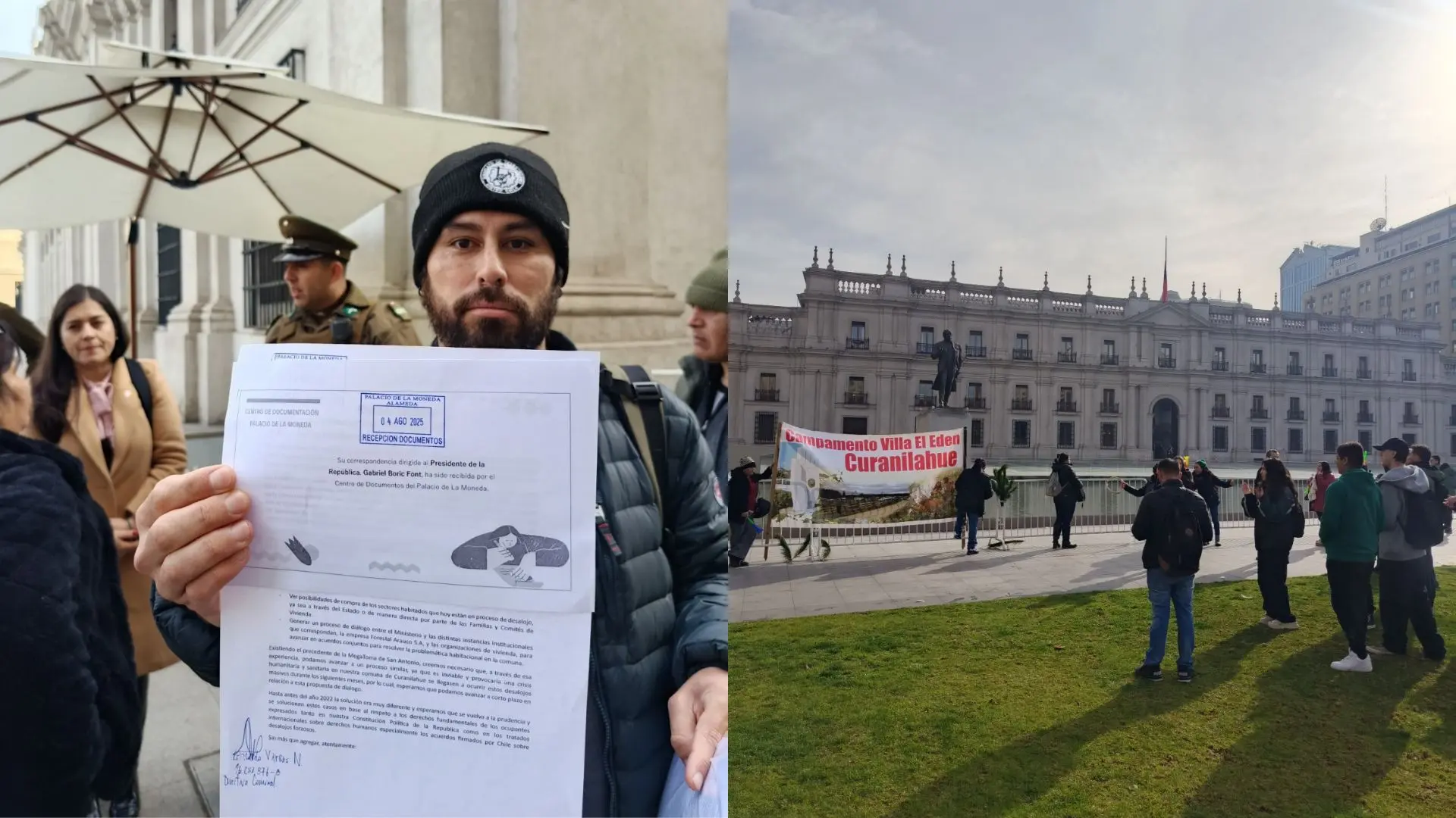 Residentes de Curanilahue llevaron carta a la Moneda ante amenazas de desalojo de Forestal Arauco