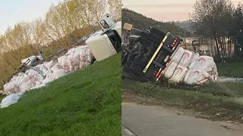 Camión generó congestión vehicular tras volcarse camino a Concepción