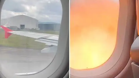 Pasajeros captan momento exacto en que motor de avión de Latam explota mientras despegaba en aeropuerto de Colombia