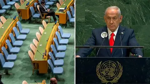 VIDEO | Netanyahu es recibido con pifias y abandonos en la Asamblea General de la ONU