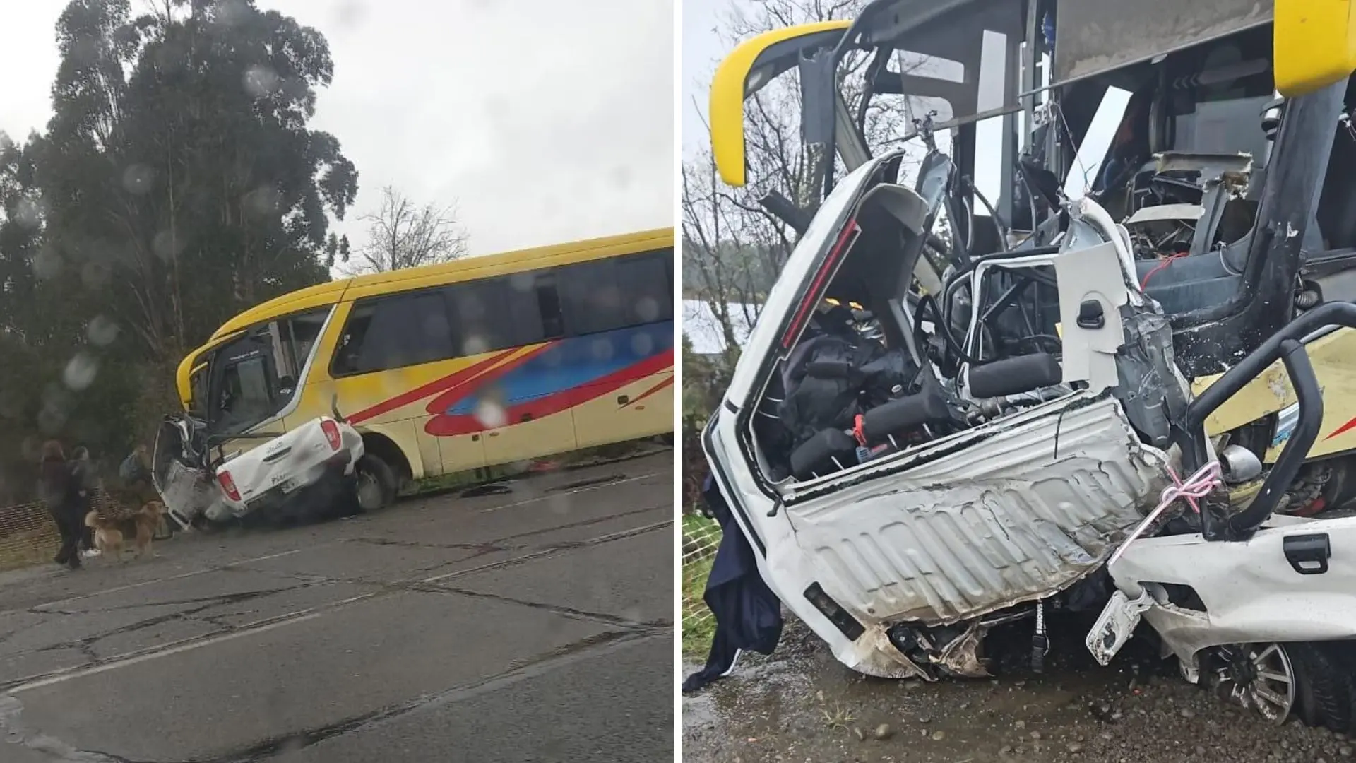 Colisión entre bus con pasajeros y camioneta deja dos personas fallecidas y 20 heridos en la Ruta 5 Sur a la altura de Ancud