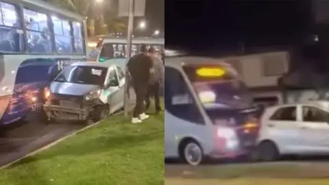 Vehículo colisionó contra dos taxibuses y se dio a la fuga en Concepción