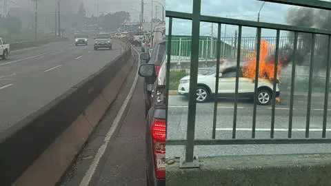 Automóvil se incendia en concurrida avenida de Concepción y moviliza a Bomberos