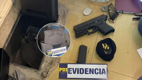 Cae banda familiar dedicada al narcotráfico en Concepción: PDI halla chaleco balístico con impacto de bala y armamento en caja fuerte