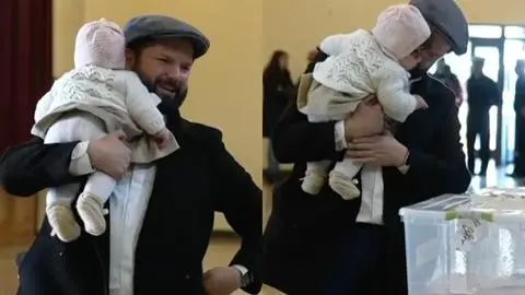 Acompañado de su hija Violeta: Presidente Boric acudió a votar en Punta Arenas