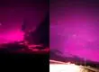 Auroras australes rosadas dejó una tormenta solar en la Patagonia chilena