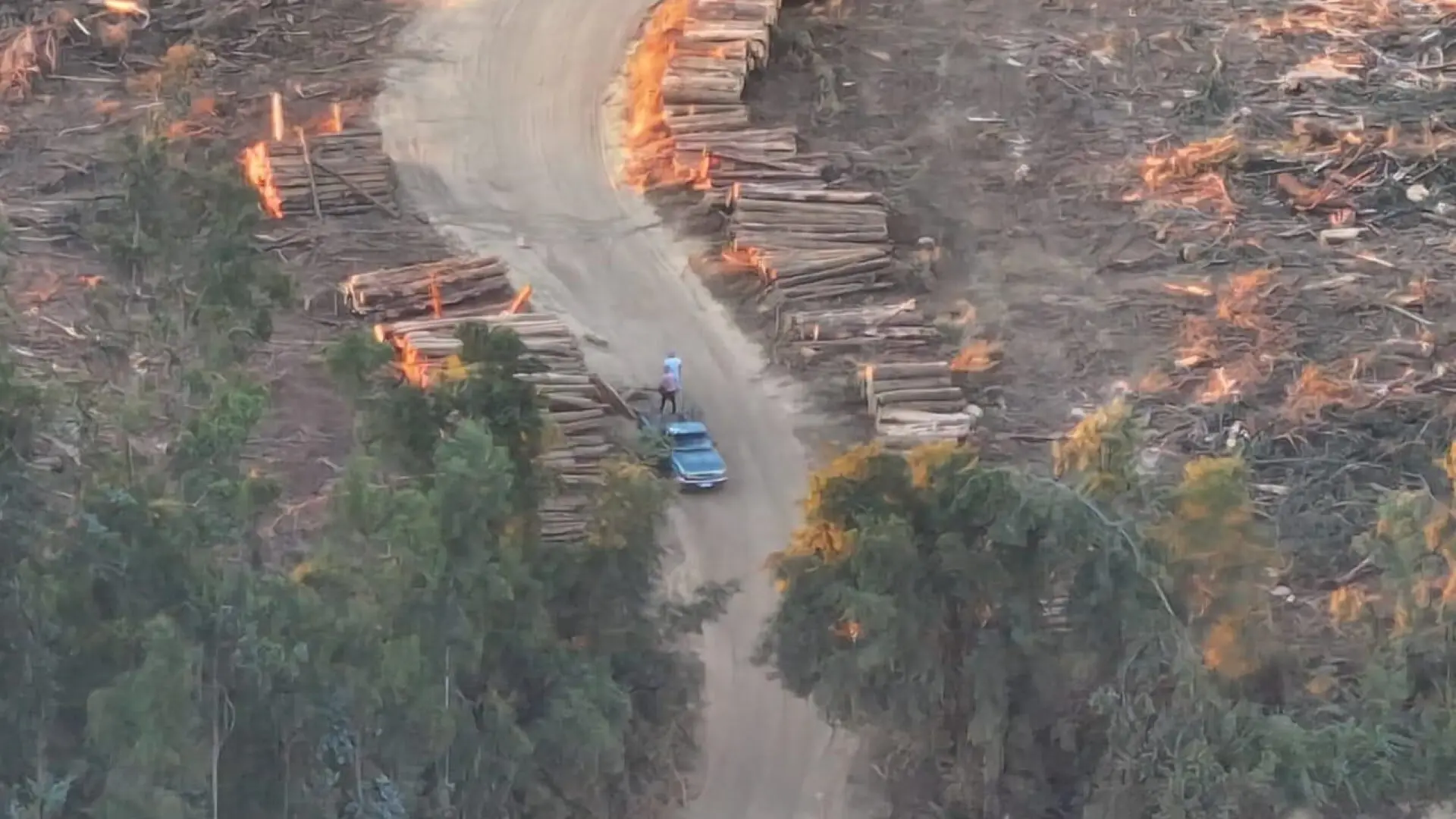 Sujetos roban madera en Coronel y terminan provocando tres incendios intencionales para huir de Carabineros