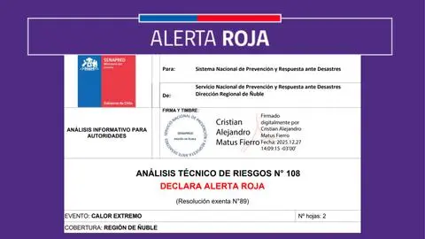 Declaran Alerta Roja por calor extremo en la Región de Ñuble