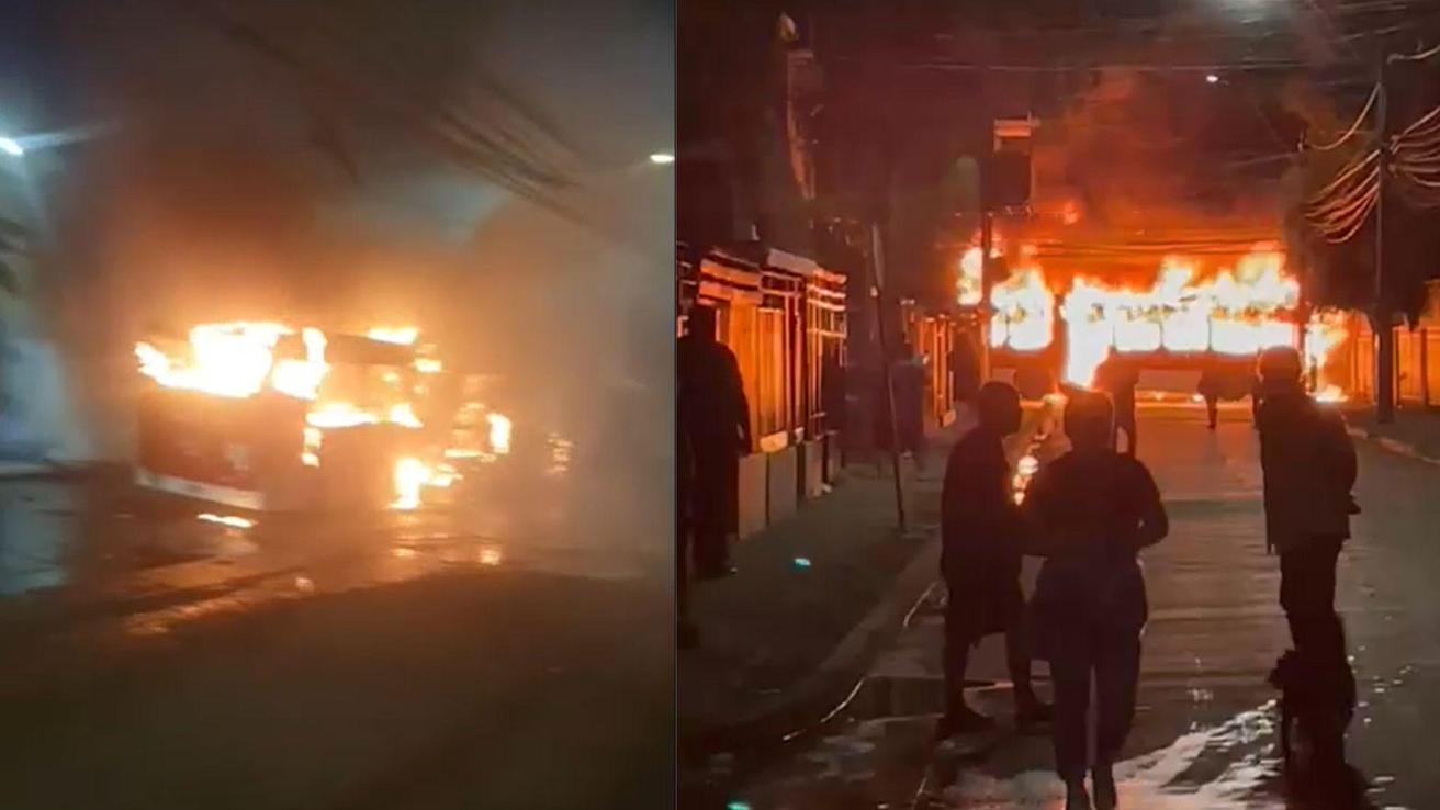 Barristas queman buses “RED” durante conmemoración de muerte de barrista en Pudahuel