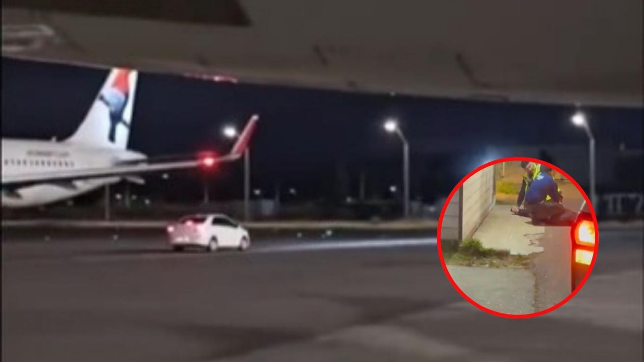 Inaudito: Automóvil particular ingresó a la pista del aeropuerto Carriel Sur y corrió a toda velocidad, sujeto fue detenido