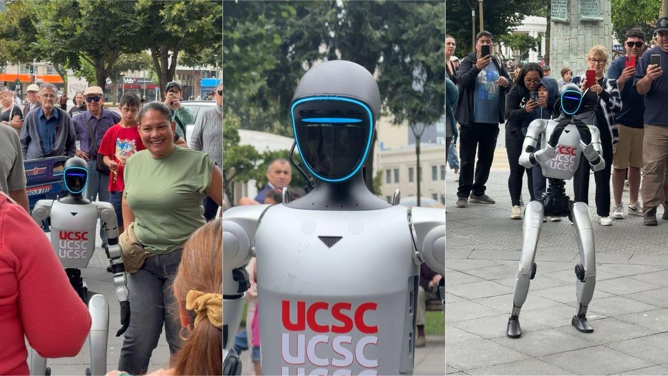 Robot humanoide de la UCSC encanta a penquistas en la plaza de la Independencia en Concepción