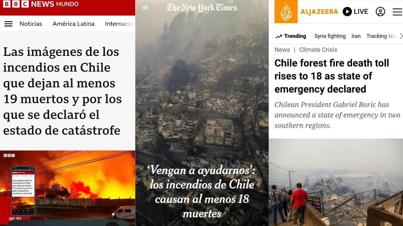 Del NYT a la BBC: Prensa internacional pone el foco en los incendios que golpean a Ñuble y Biobío