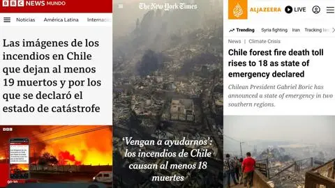 Del NYT a la BBC: Prensa internacional pone el foco en los incendios que golpean a Ñuble y Biobío