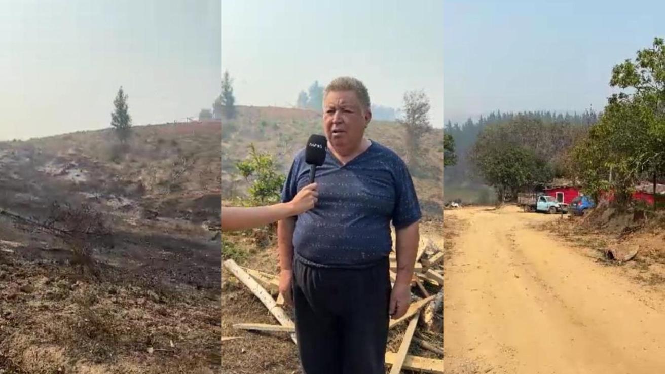 Vecino adulto mayor de El Pino logró salvar su vivienda de las llamas pese a estar completamente rodeada por el fuego