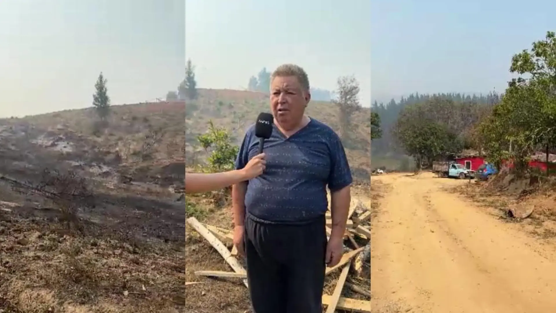 Vecino adulto mayor de El Pino logró salvar su vivienda de las llamas pese a estar completamente rodeada por el fuego