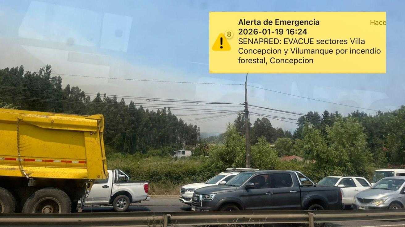 Incendio a 100 metros de viviendas obliga a evacuar Villa Concepción, Vilumanque y Villa Universitaria