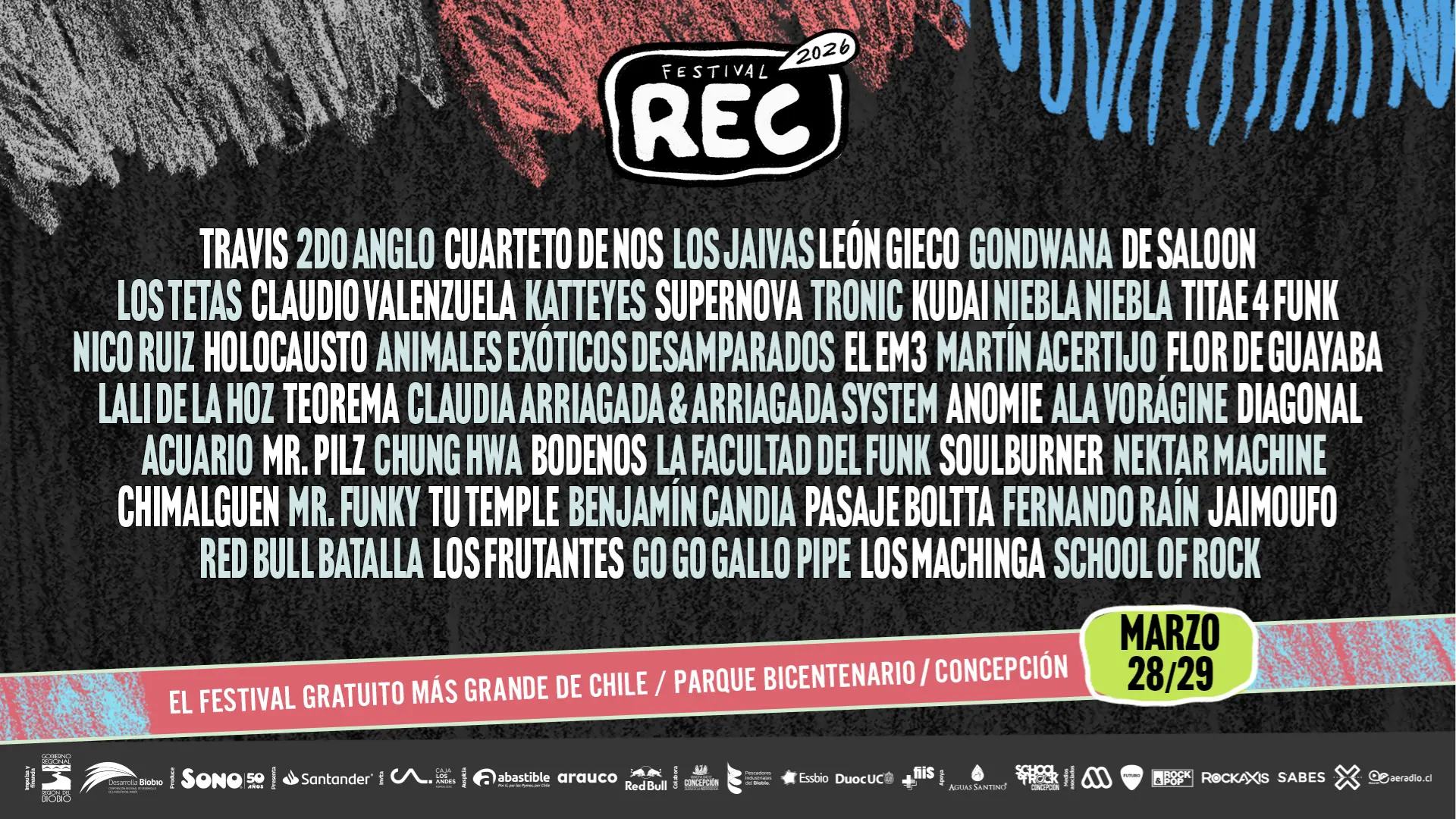 ¡Finalmente! Travis, un segundo anglo y Los Jaivas encabezan el REC 2026