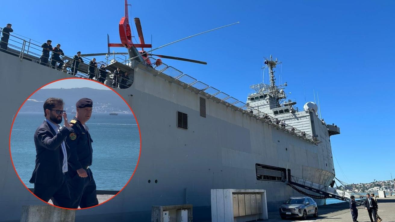 Presidente Gabriel Boric lidera zarpe del buque Sargento Aldea rumbo a la Antártica desde Talcahuano