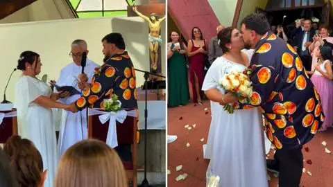 ¡Vivan los novios! Otakin y su pareja se casaron en conocida iglesia penquista