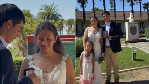 Pareja de Punta de Parra que perdió todo en los incendios a días de casarse celebró su matrimonio en el Parque Pedro del Río Zañartu