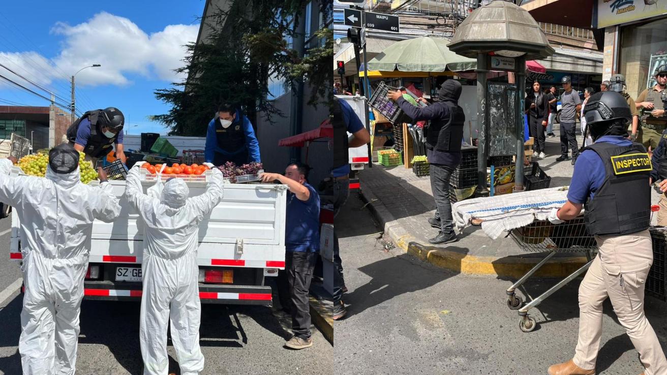 Incautan más de una tonelada de productos del comercio ambulante ilegal en el centro de Concepción